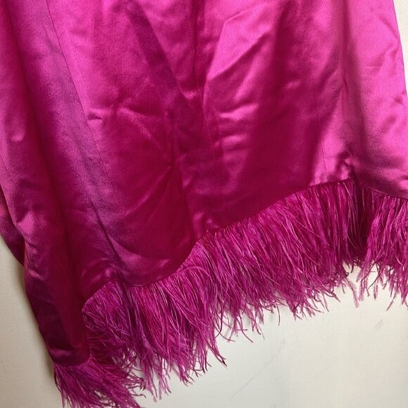 Cami NYC Roxanne Feather Trimmed Barbie Core Satin Slip Dress in Magnolia - Picture 16 of 16